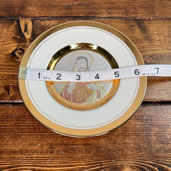 Chokin Collection Jesus Sacred Heart Gold-Rimmed Decorative Plate - Picture 5 of 7